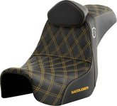 SDC Pro Series Performance Gripper Seat w/Lumbar Rest, Gold Stitch - 06-17 Dyna Seat Saddlemen Default Title