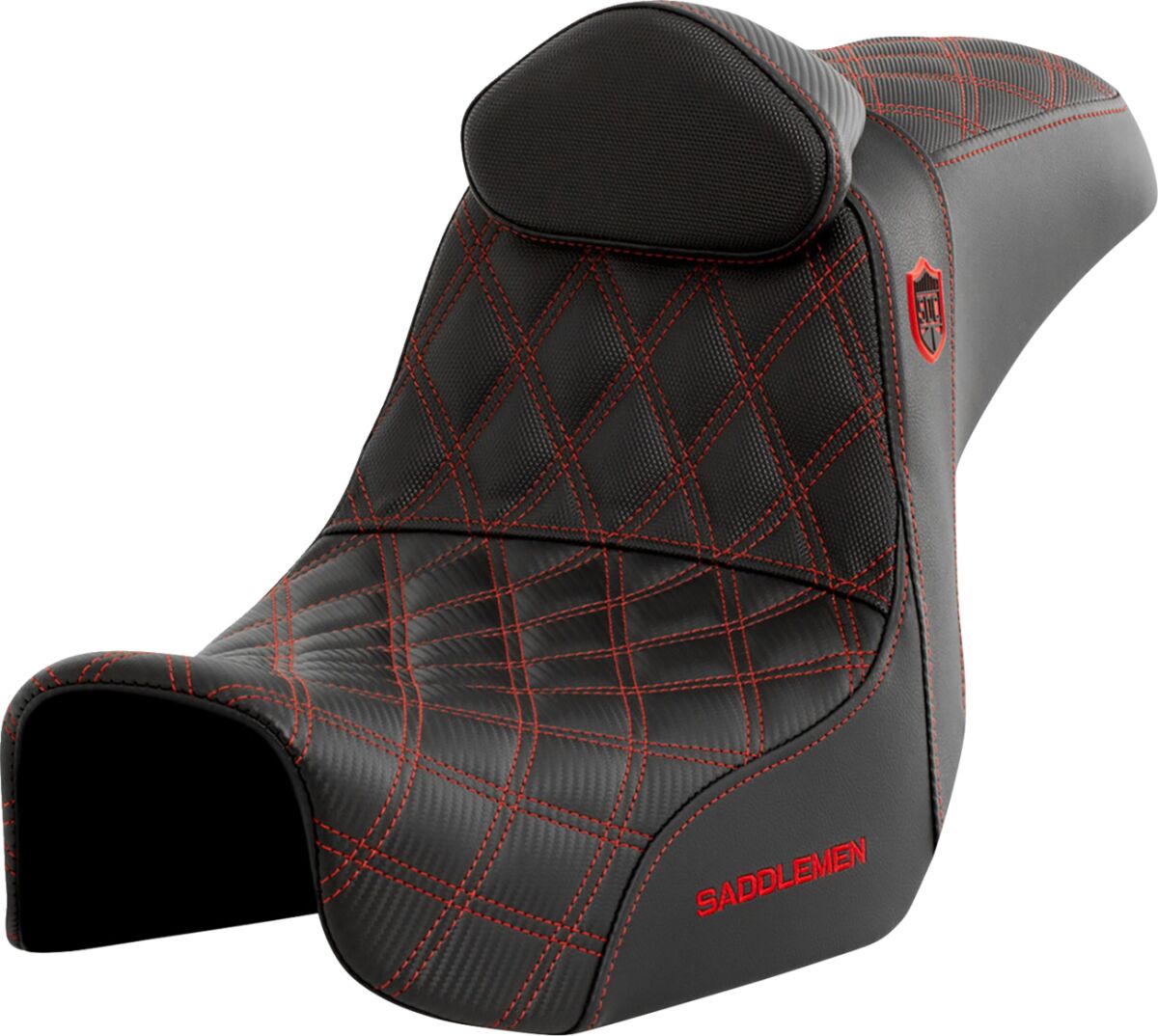 SDC Pro Series Performance Gripper Seat w/Lumbar Rest, Red Stitch - 06-17 Dyna Seat Saddlemen Default Title