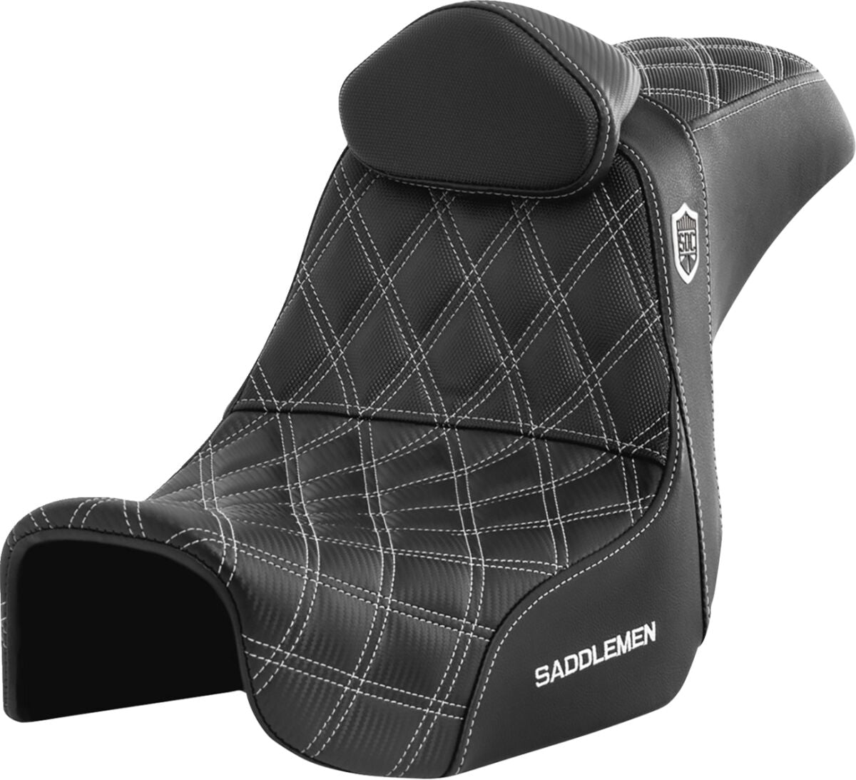 SDC Pro Series Performance Gripper Seat w/Lumbar Rest, White Stitch - 06-17 Dyna Seat Saddlemen Default Title
