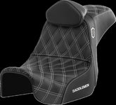 Saddlemen SDC Pro Series Performance Gripper Seat w/Lumbar Rest, White Stitch - 06-17 Dyna Seat Saddlemen