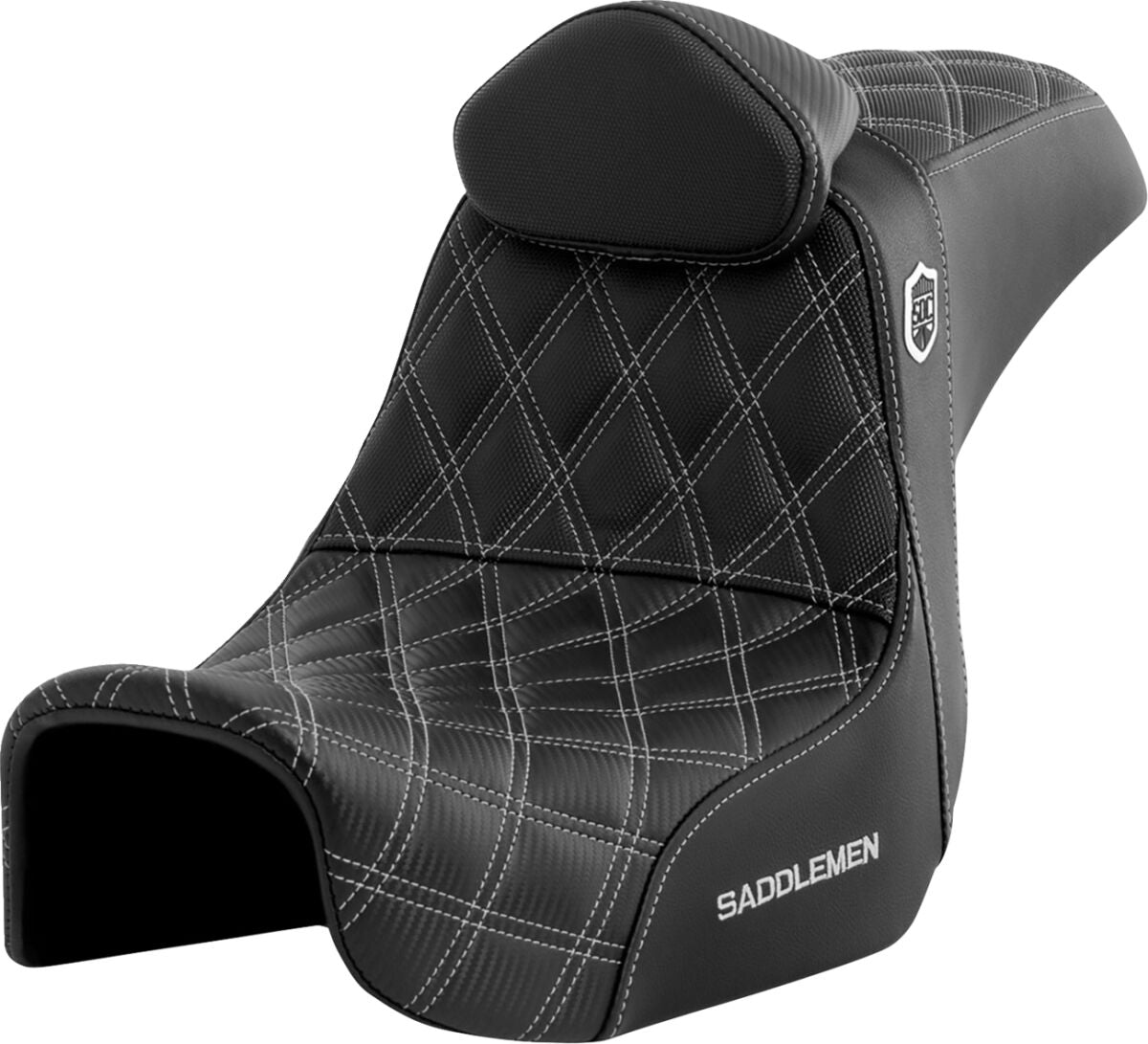 SDC Pro Series Performance Gripper Seat w/Lumbar Rest, Silver Stitch - 06-17 Dyna Seat Saddlemen Default Title