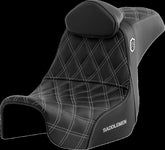 Saddlemen SDC Pro Series Performance Gripper Seat w/Lumbar Rest, Silver Stitch - 06-17 Dyna Seat Saddlemen