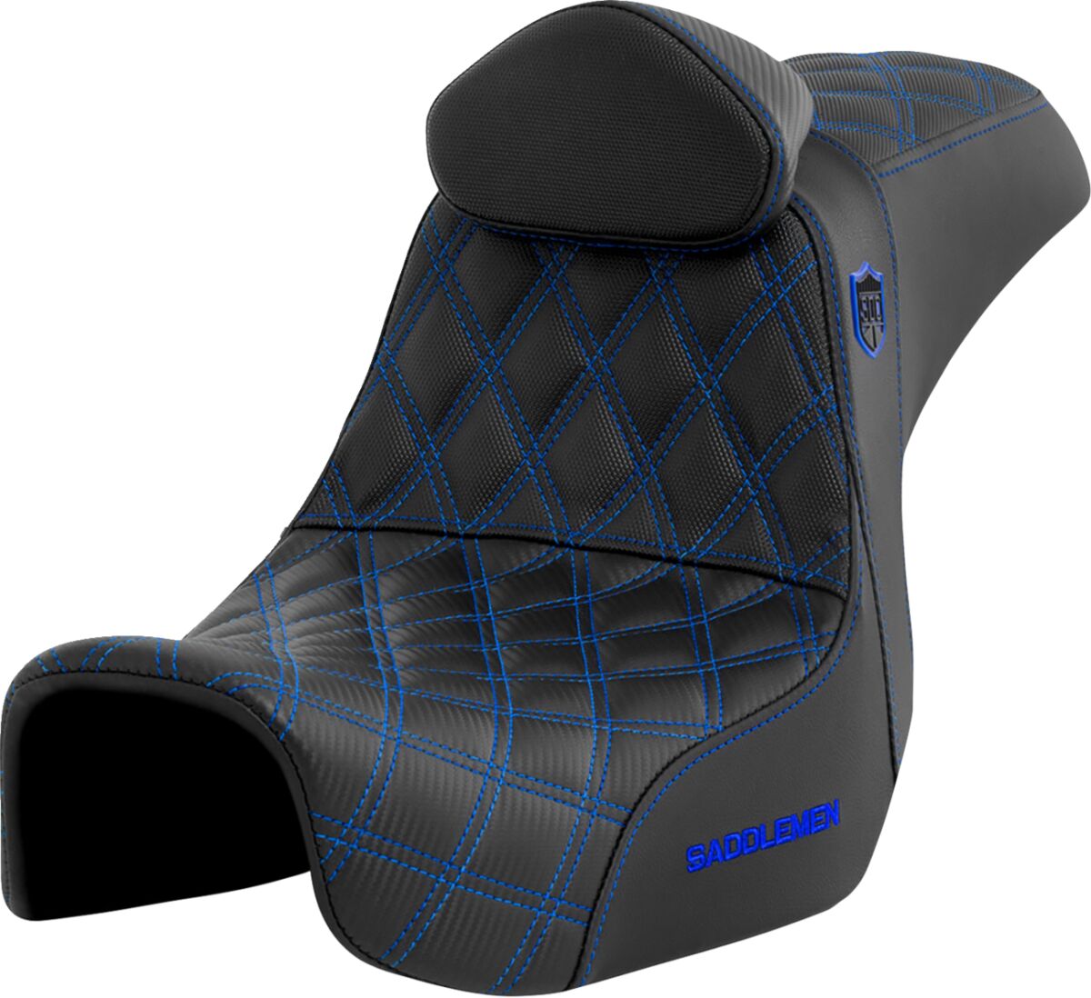 SDC Pro Series Performance Gripper Seat w/Lumbar Rest, Blue Stitch - 06-17 Dyna Seat Saddlemen Default Title