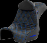 Saddlemen SDC Pro Series Performance Gripper Seat w/Lumbar Rest, Blue Stitch - 06-17 Dyna Seat Saddlemen