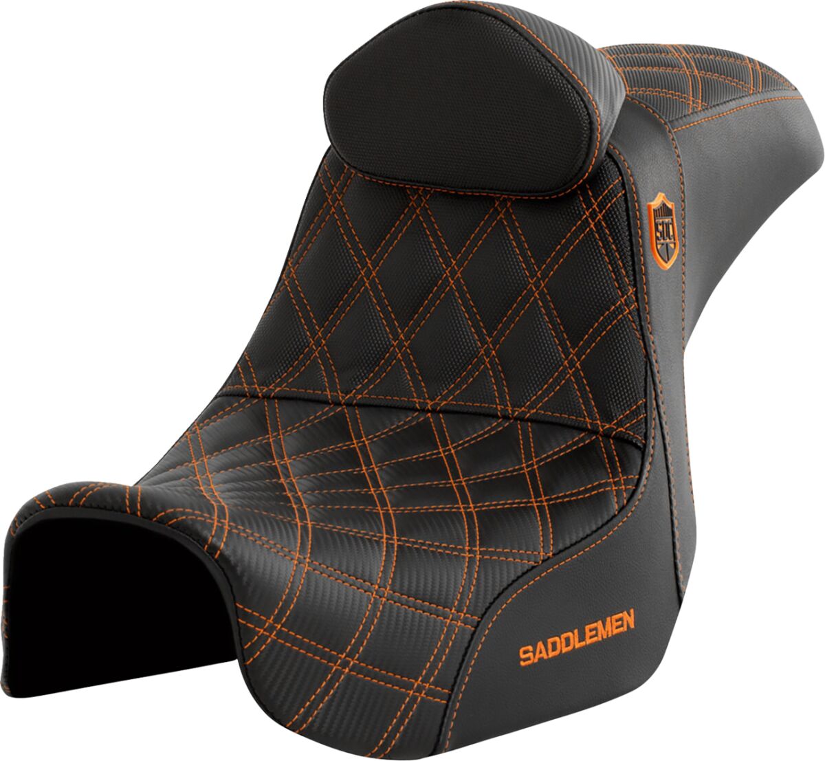 SDC Pro Series Performance Gripper Seat w/Lumbar Rest, Orange Stitch - 06-17 Dyna Seat Saddlemen Default Title