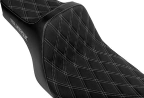 Slyfox Seat Highnoon Silver Logo Slip SEATS-FOR HARLEY DYNAGLIDE Slyfox
