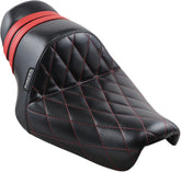 Le Pera Stubs Spoiler Diamond Seat, Red Stripes - 10-22 Sportster Seat Le Pera