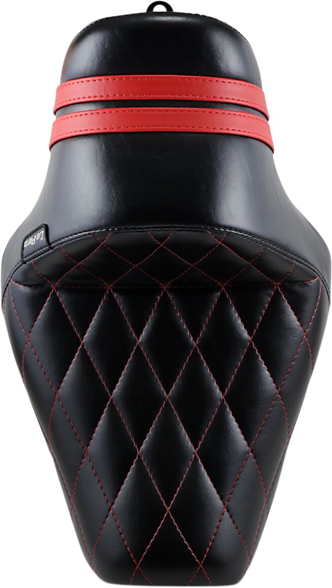 Le Pera Stubs Spoiler Diamond Seat, Red Stripes - 10-22 Sportster Seat Le Pera