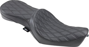 Drag Specialties Seats Seat Low Profile Double Bucket Diamond Black Seat Drag Specialties