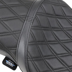Drag Specialties Seats Seat Low Profile Double Bucket Diamond Black Seat Drag Specialties