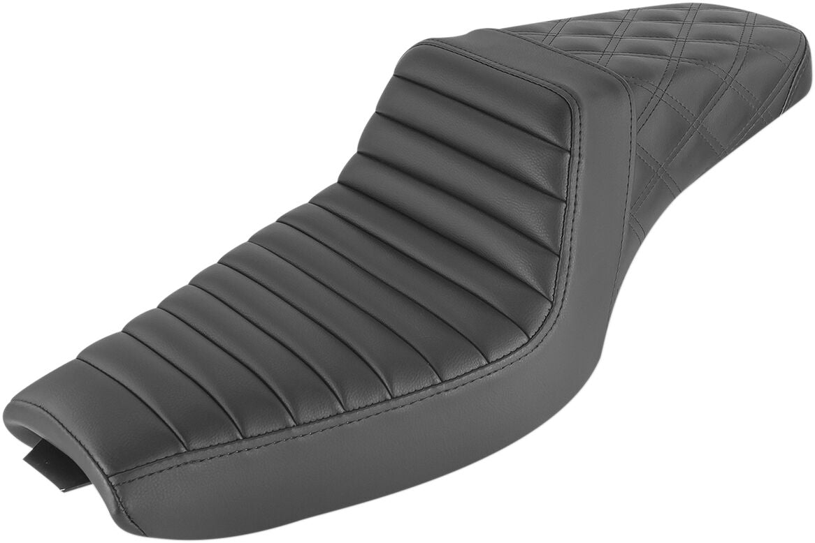 Saddlemen Step Up Front TR & Rear LS Seat, Black - 04-20 Sportster (15L Tank) Seat Saddlemen