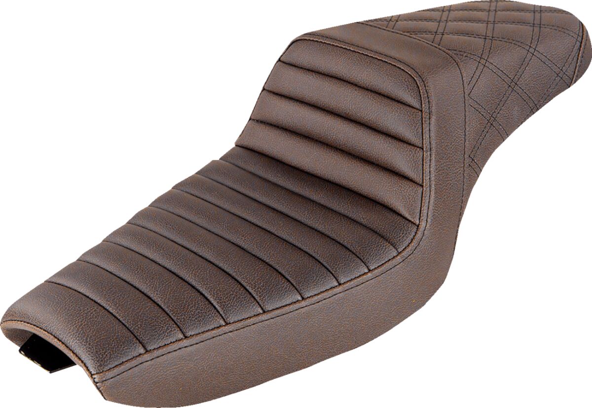 Saddlemen Step Up Front TR & Rear LS Seat, Brown - 04-20 Sportster (15L Tank) Seat Saddlemen