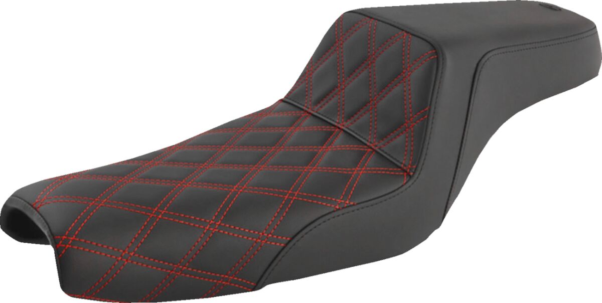 Saddlemen Step Up LS Seat, Red Stitch - 04-22 Sportster (Forty-Eight and 12L Tank) Seat Saddlemen