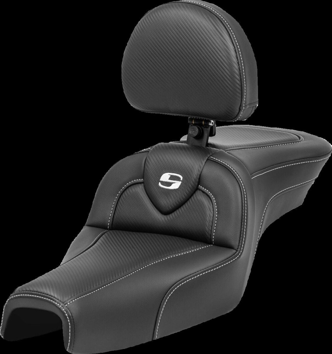 Saddlemen Roadsofa CF With Driver's Backrest Seat - 04-22 Sportster (15L Tank) Seat Saddlemen