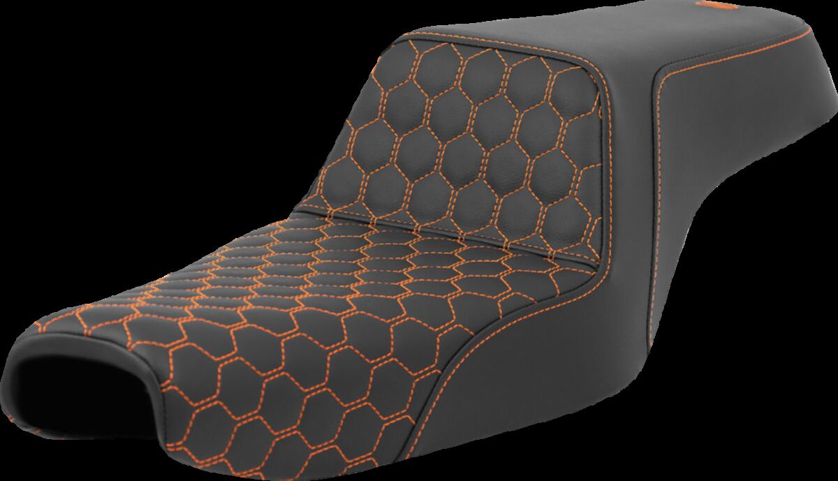 Saddlemen Step Up HC Seat, Orange Stitch - 04-22 Sportster (Forty-Eight and 12L Tank) Seat Saddlemen