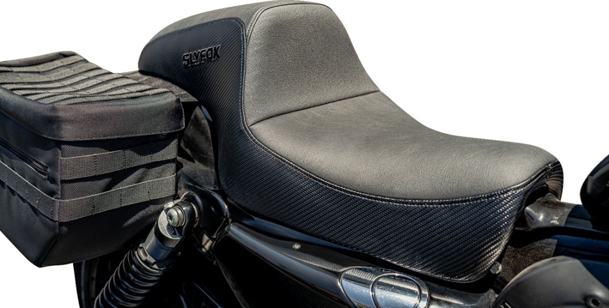 The Drifter Seat, Black Logo - 04-09 Sportster Seat Slyfox Performance
