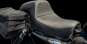 Slyfox The Drifter Seat, Black Logo - 04-09 Sportster Seat Slyfox