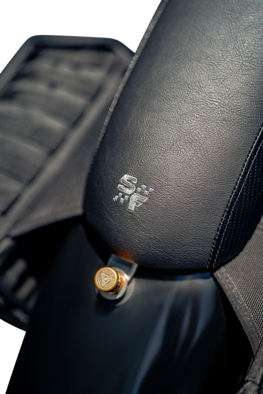 The Drifter Seat, Gray Logo - 04-09 Sportster Seat Slyfox Performance