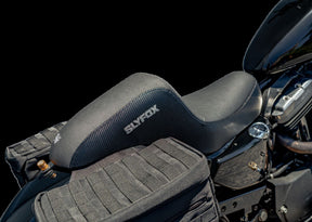 Slyfox The Drifter Seat, Gray Logo - 04-09 Sportster Seat Slyfox