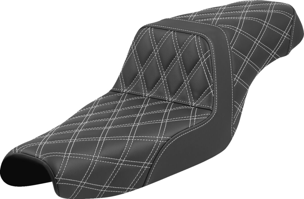 Saddlemen Step Up LS Seat, White Stitch - 04-22 Sportster (Forty-Eight and 12L Tank) Seat Saddlemen