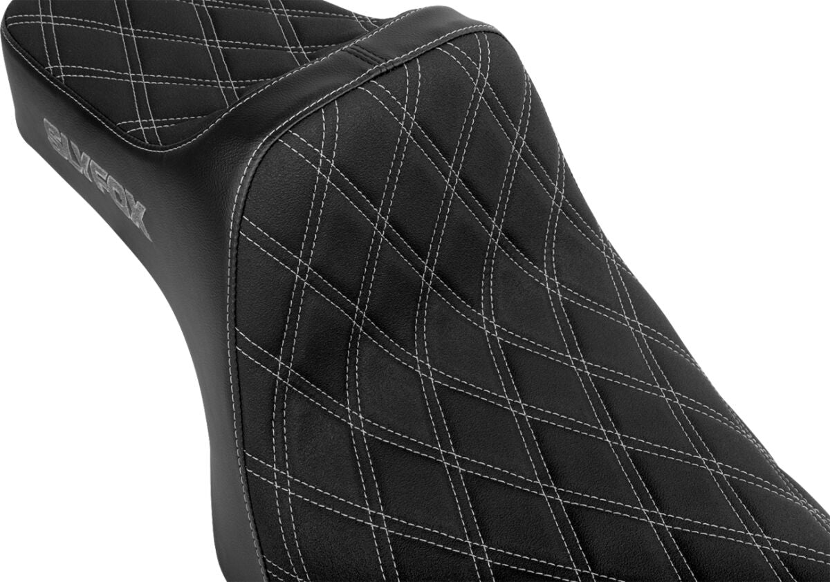 Slyfox Seat Highnoon Silver Logo Slip SEATS-FOR HARLEY SPORTSTER Slyfox