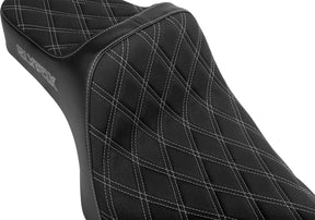 Slyfox Seat Highnoon Silver Logo Slip SEATS-FOR HARLEY SPORTSTER Slyfox