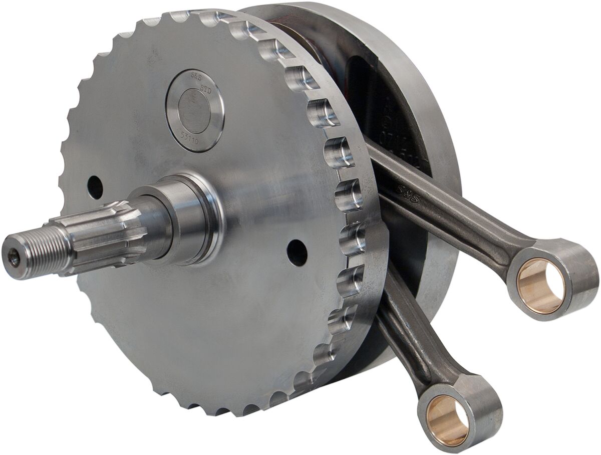 S&S Cycle Flywheel,Assembly,4"Stroke,Sf3,Full Width Wrist Pin,Packaged,7.667"Rod,W/Sprocket Bearing Race,1230 T Flywheel & Rod Assemblies S&S Cycle