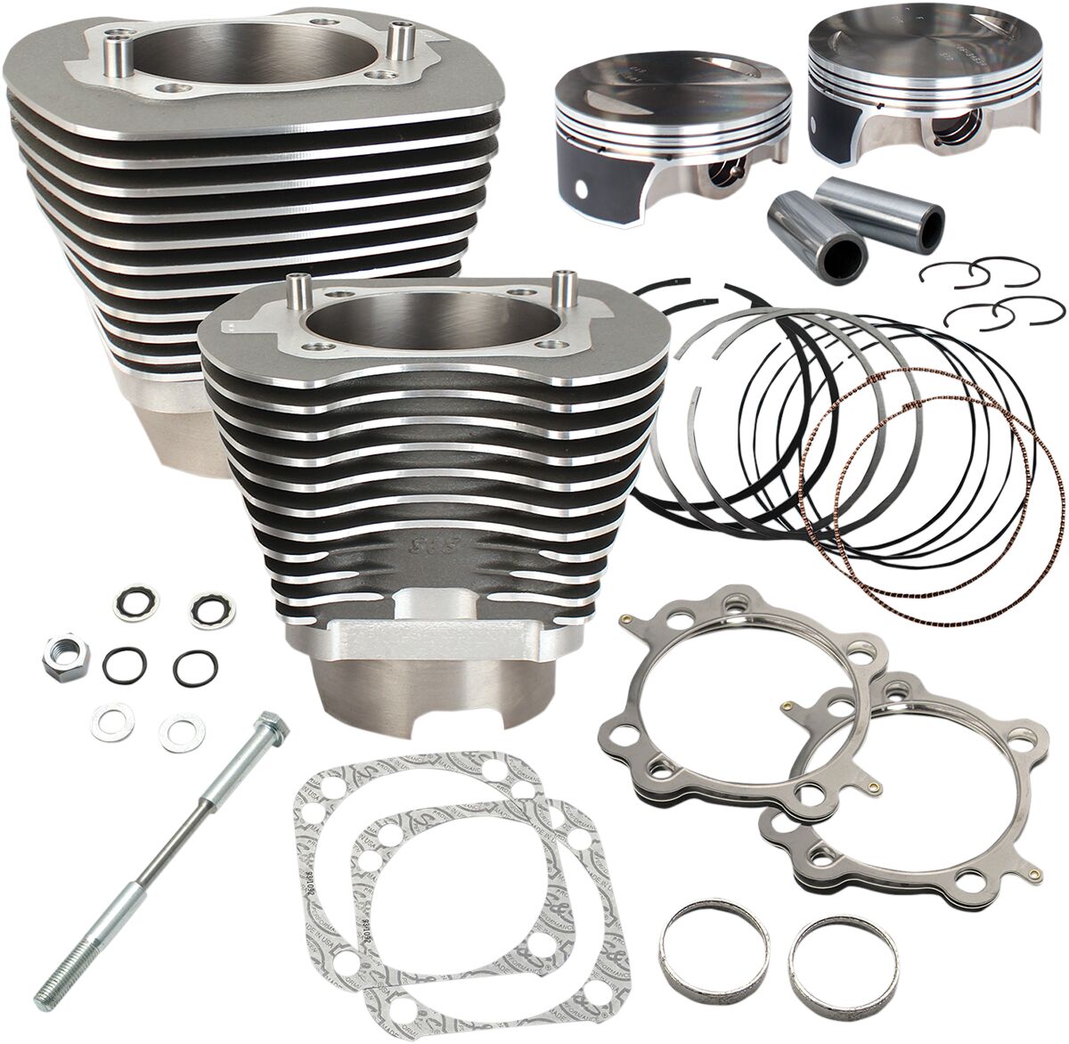 S&S Cycle Cylinder,Kit,4 1/8"Bore,Stock Bolt Pattern,4.878",4 3/8"Stroke,106 3491 A,Stonegray, Cylinders Parts S&S Cycle