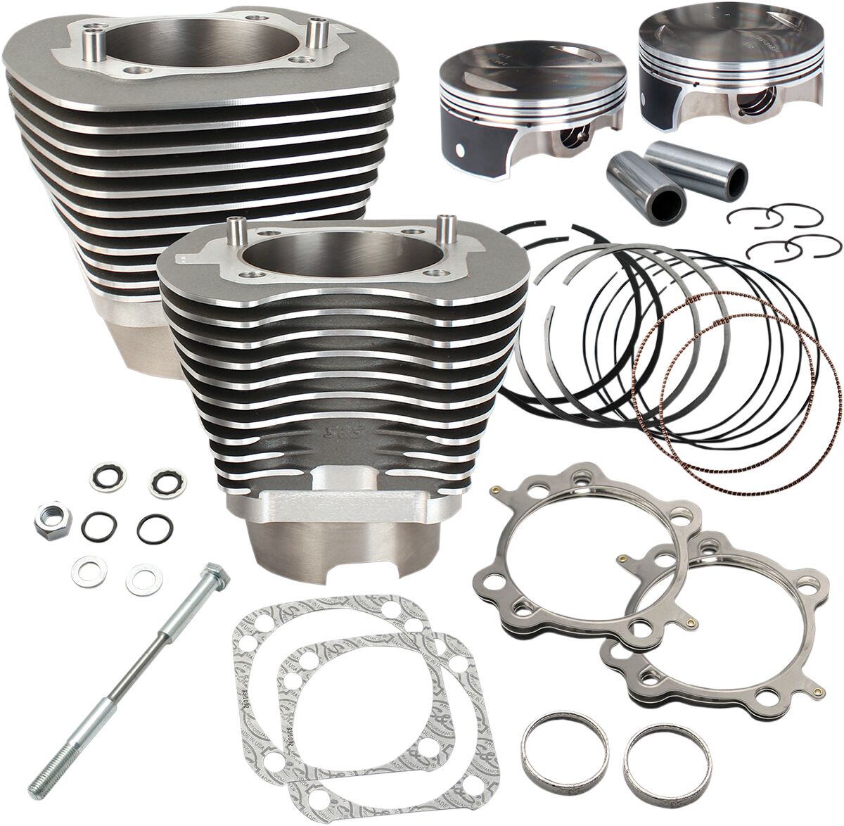 S&S Cycle Cylinder,Kit,4 1/8"Bore,Stock Bolt Pattern,5.004",4 5/8"Stroke,106 3491 A,Stonegray, Cylinders Parts S&S Cycle