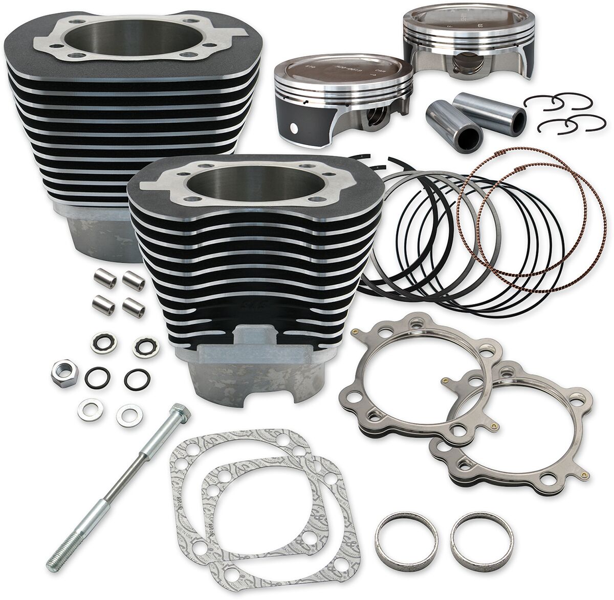 S&S Cycle 124" Low Compression 4 1/8" Big Bore Kit Wrinkle Black Finish Cylinders Parts S&S Cycle