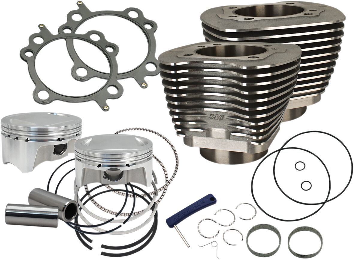 S&S Cycle Cylinder Kit 4" Bore Bolt In Siderwinder Wrinkle Black Cylinder And Piston Kits S&S Cycle
