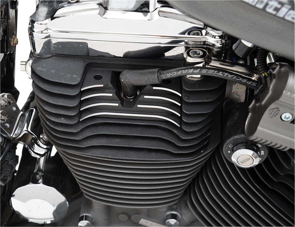 Drag Specialties Spark Plug Head Bolt Covers Finned Black Engine Covers Drag Specialties