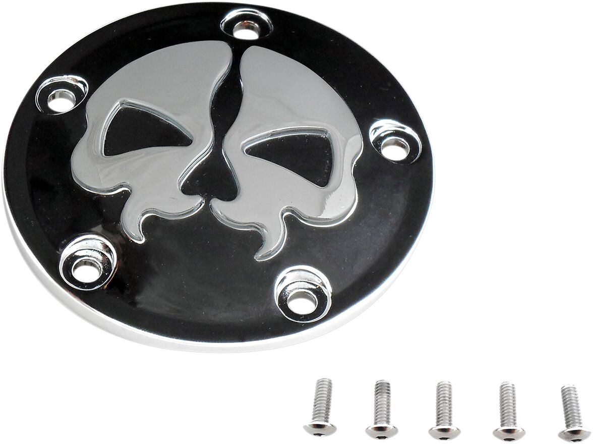 Drag Specialties Cover Points 5 Hole Split Skull Black Engine Covers Drag Specialties