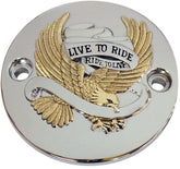 Drag Specialties Live To Ride Points Cover Chrome/Gold Engine Covers Drag Specialties