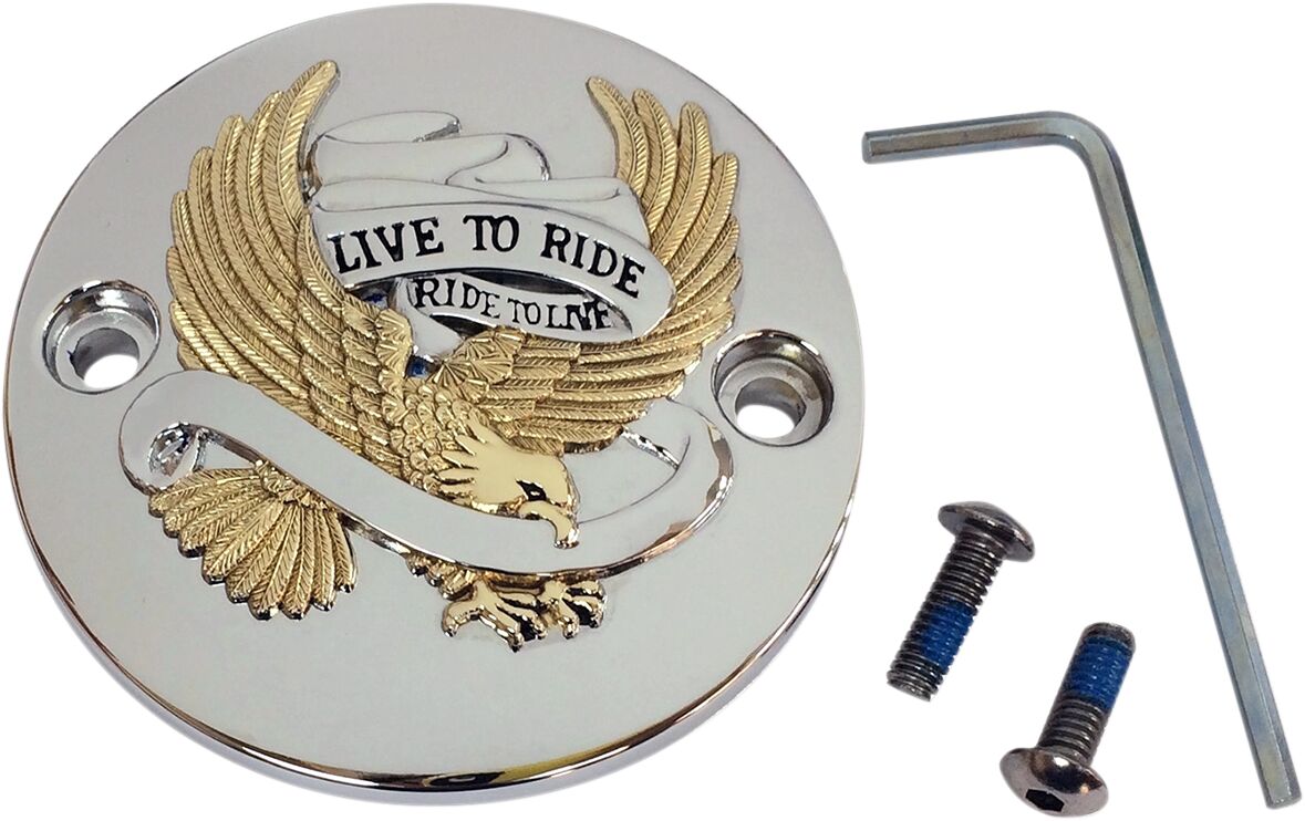 Drag Specialties Live To Ride Points Cover Chrome/Gold Engine Covers Drag Specialties
