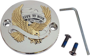 Drag Specialties Live To Ride Points Cover Chrome/Gold Engine Covers Drag Specialties