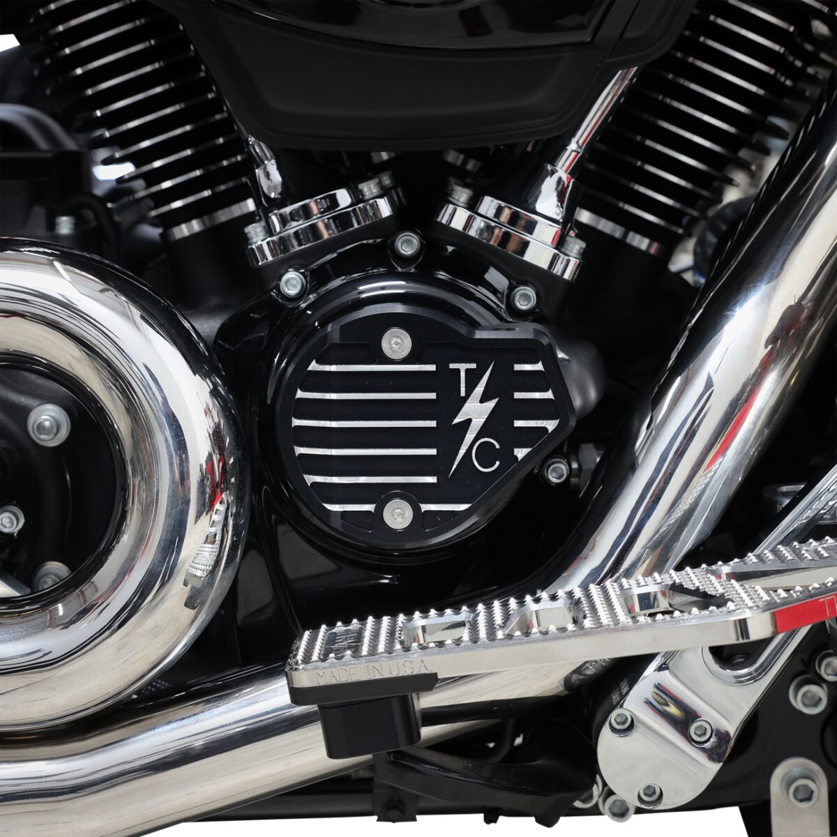 Thrashin Supply Co. M8 Cam Cover Gen 2, Black Finned - Touring & 18+ Softail Engine Covers Thrashin Supply Co.