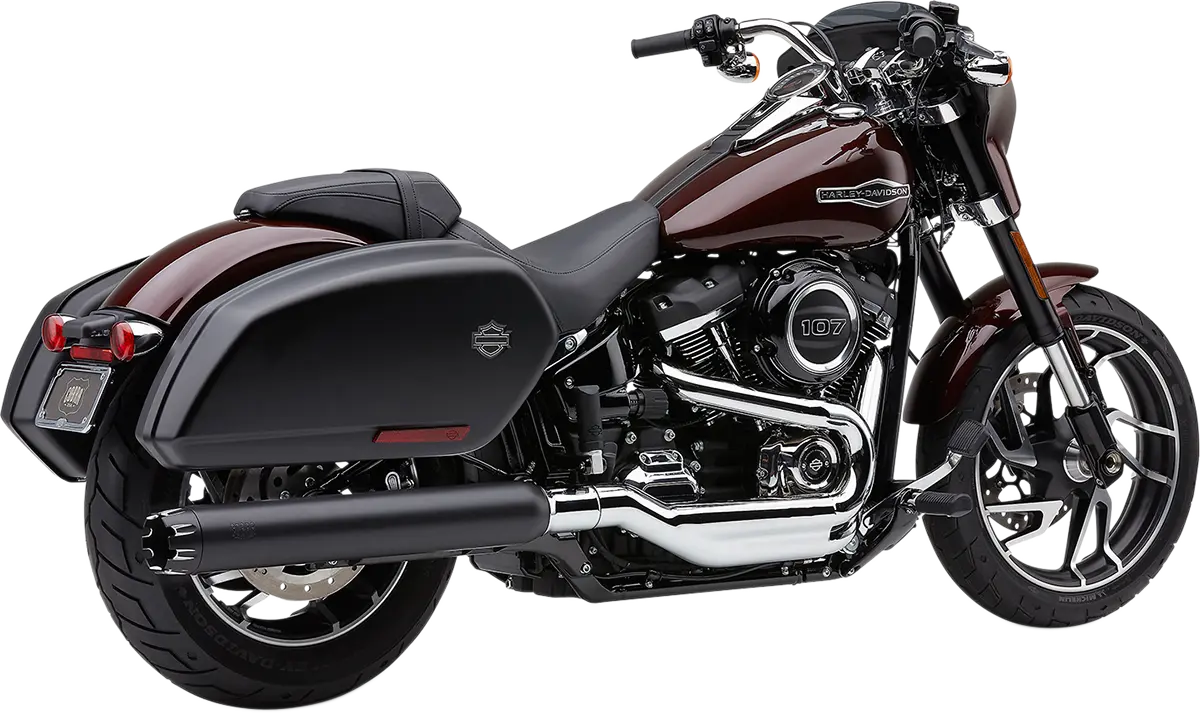 Dual Cut Slip-On - 18+ Softail Sport Glide Slip-On Exhaust Cobra Black