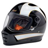 Lane Splitter Helmet, Gloss Black & Gloss White Flames Full Face Helmet Biltwell Inc.