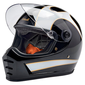 Lane Splitter Helmet, Gloss Black & Gloss White Flames Full Face Helmet Biltwell Inc.