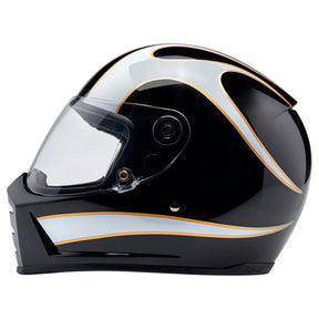 Lane Splitter Helmet, Gloss Black & Gloss White Flames Full Face Helmet Biltwell Inc.