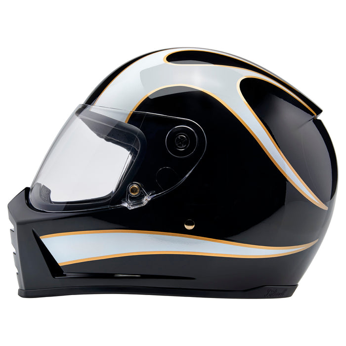 Lane Splitter Helmet, Gloss Black & Gloss White Flames Full Face Helmet Biltwell Inc.