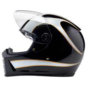 Lane Splitter Helmet, Gloss Black & Gloss White Flames Full Face Helmet Biltwell Inc.