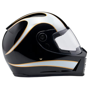 Lane Splitter Helmet, Gloss Black & Gloss White Flames Full Face Helmet Biltwell Inc.