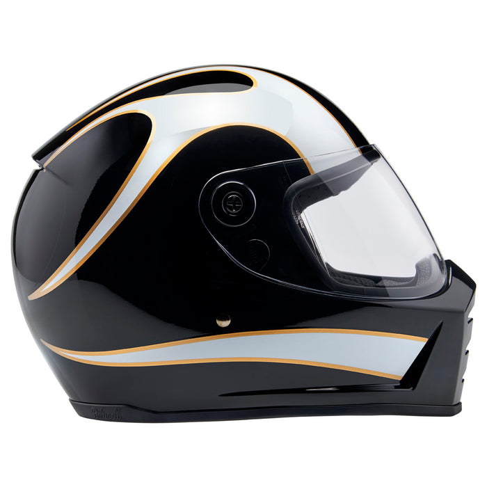 Lane Splitter Helmet, Gloss Black & Gloss White Flames Full Face Helmet Biltwell Inc.