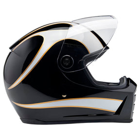 Lane Splitter Helmet, Gloss Black & Gloss White Flames Full Face Helmet Biltwell Inc.