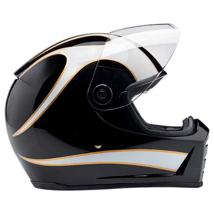 Lane Splitter Helmet, Gloss Black & Gloss White Flames Full Face Helmet Biltwell Inc.