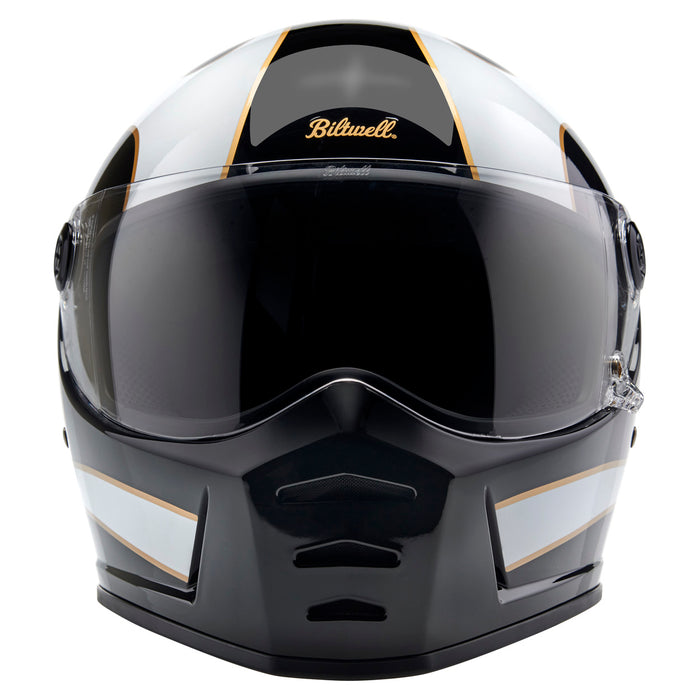 Lane Splitter Helmet, Gloss Black & Gloss White Flames Full Face Helmet Biltwell Inc.