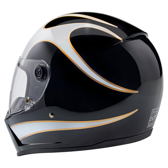 Lane Splitter Helmet, Gloss Black & Gloss White Flames Full Face Helmet Biltwell Inc.