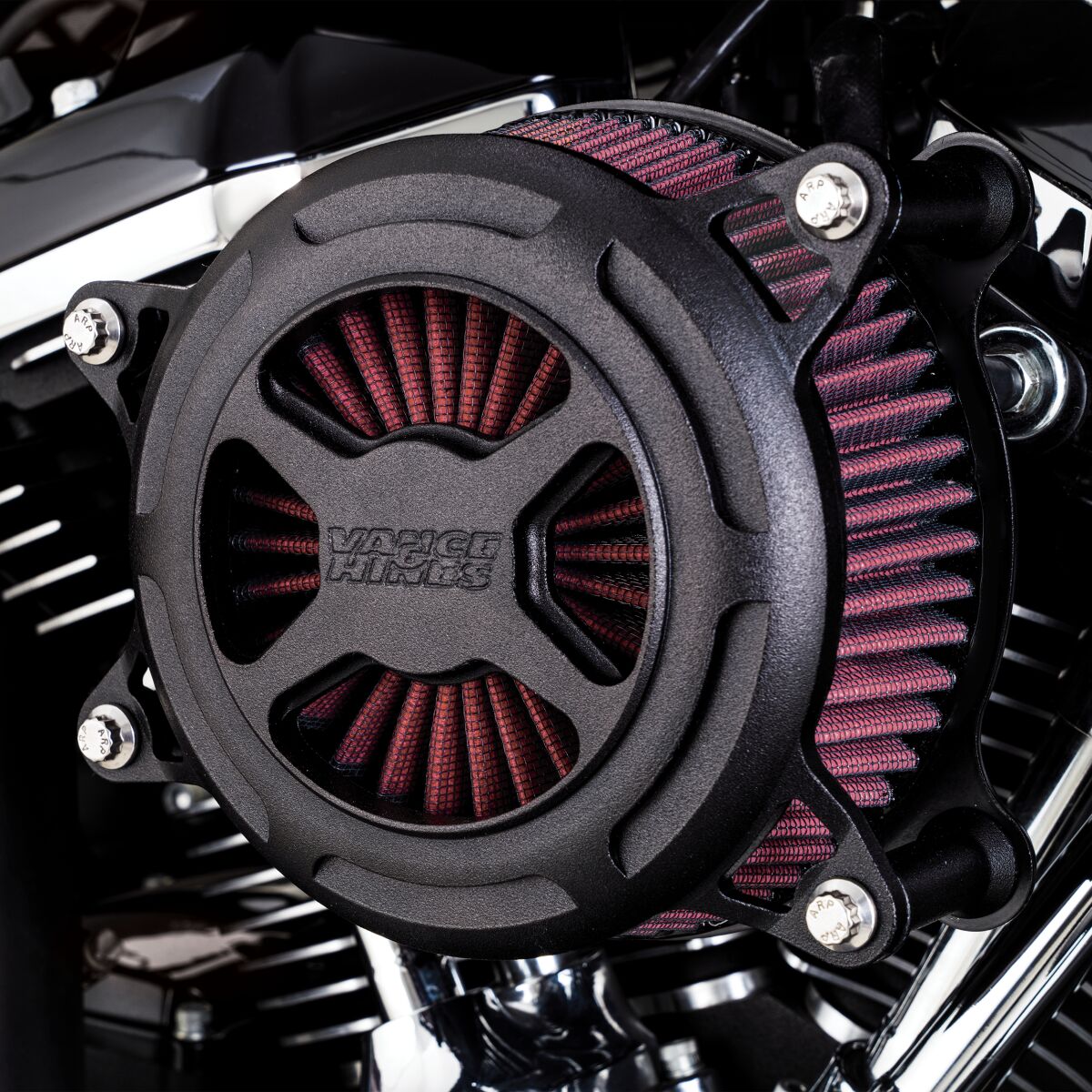 V02 X Air Cleaner, Black - 17-23 Touring & 17-23 Trike & 18-23 Softail Air Cleaner Vance & Hines